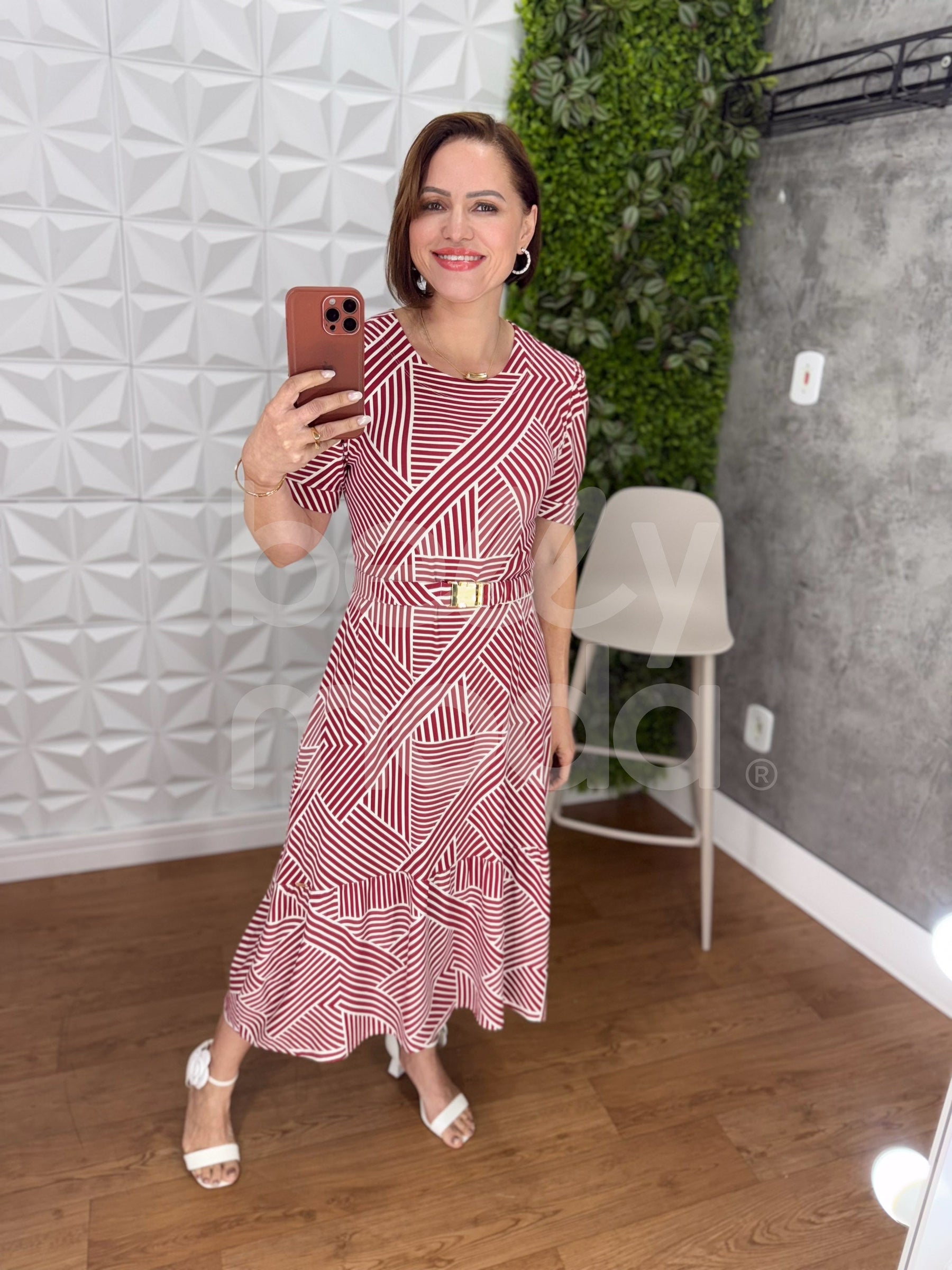 Vestido Midi Magali Liso em Malha Viscolycra Casual