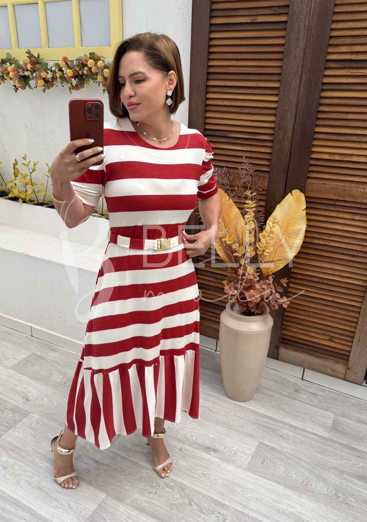 Vestido Midi Magali Liso em Malha Viscolycra Casual