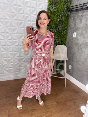 Vestido Midi Magali Liso em Malha Viscolycra Casual