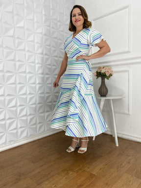 Vestido Lurex Listrado Envelope