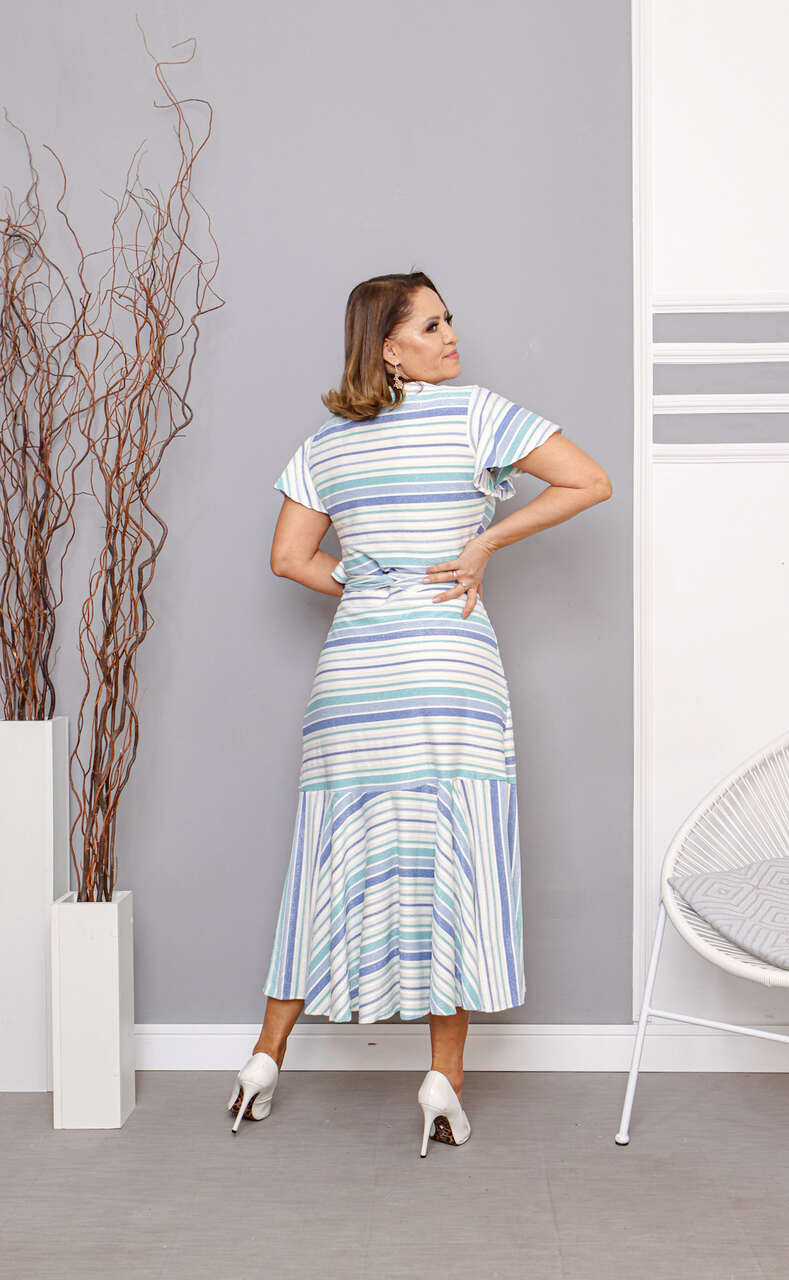 Vestido Lurex Listrado Envelope