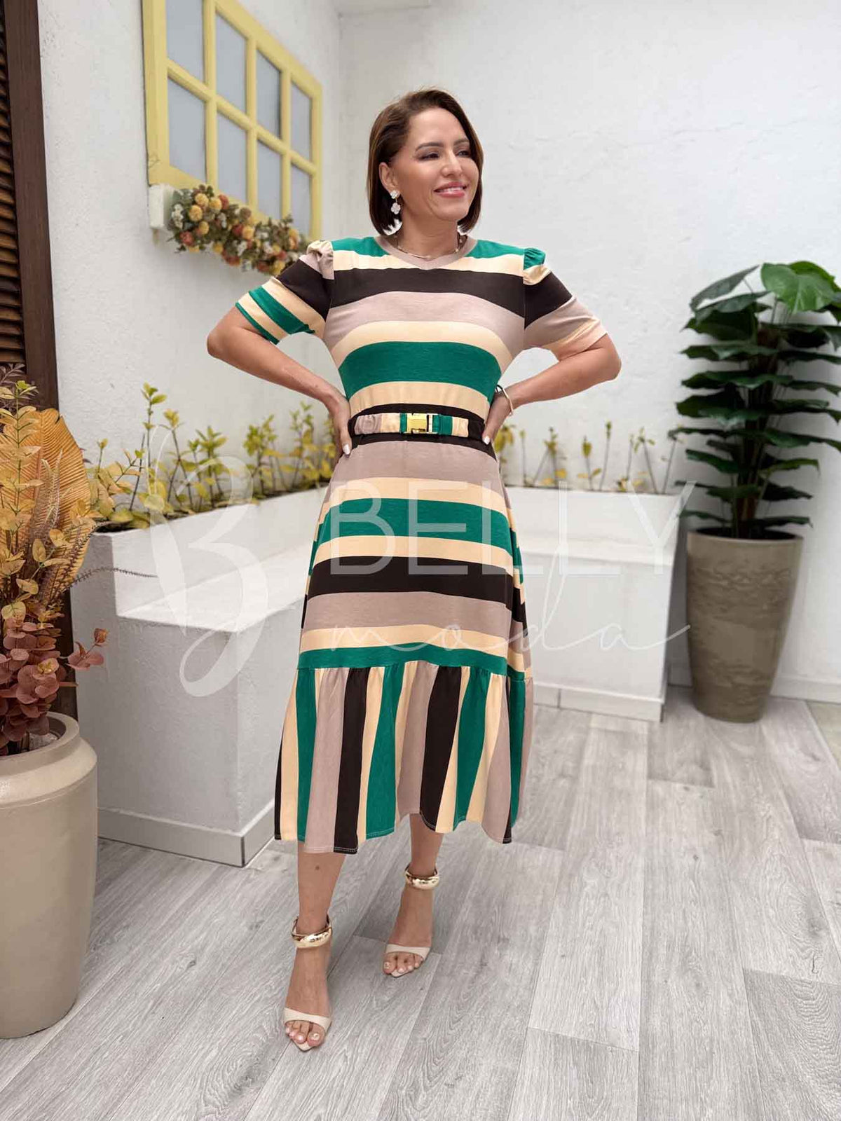 Vestido Midi Magali Liso em Malha Viscolycra Casual