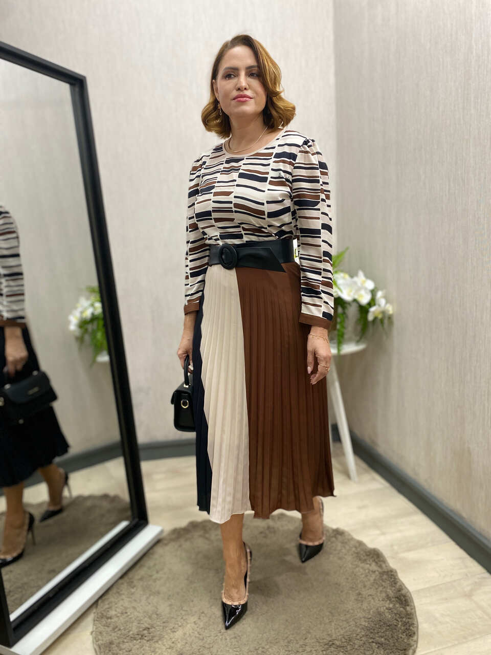 Vestido Plissado Estampado